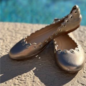 Chloe Designer Elegant Gold Women's Ballet Flats